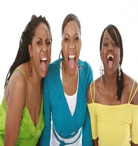 three friends yelling