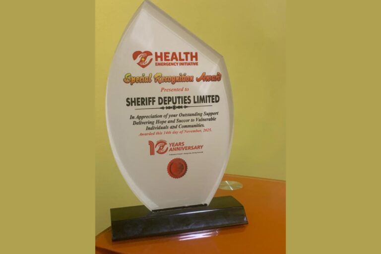 Sheriff Deputies Limited Honoured by Health Emergency Initiative for Outstanding Humanitarian Support at 10th Anniversary Celebration Sheriff Deputies Limited Honoured by Health Emergency Initiative for Outstanding Humanitarian Support at 10th Anniversary Celebration
